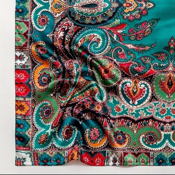 turquoise paisley scarf wrap shawl mask - Picture 3 of 5
